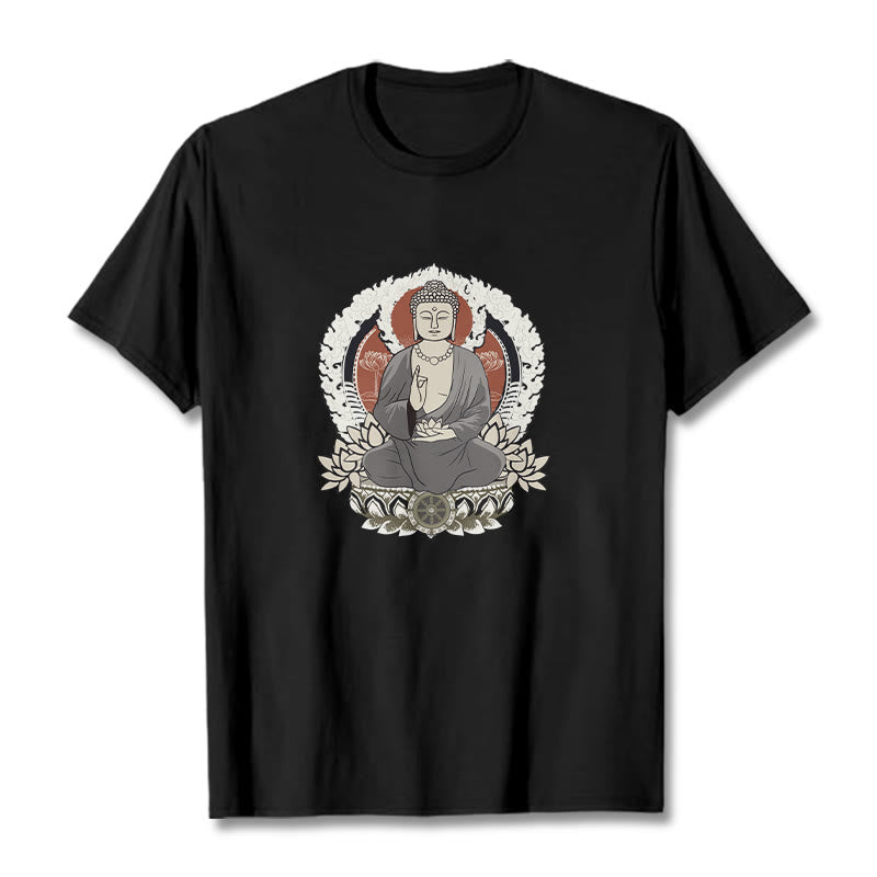 蓮華座に座る仏陀の瞑想Buddha StonesTシャツ - 黒 - 2XL - image 4