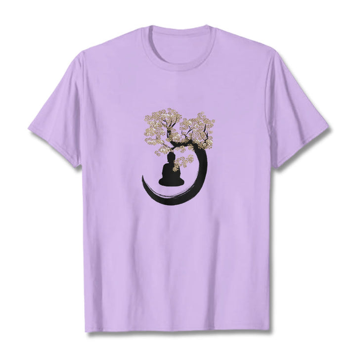 Buddha Stones、木の下に座る仏陀のコットンTシャツ - 梅 - 2XL - image 6