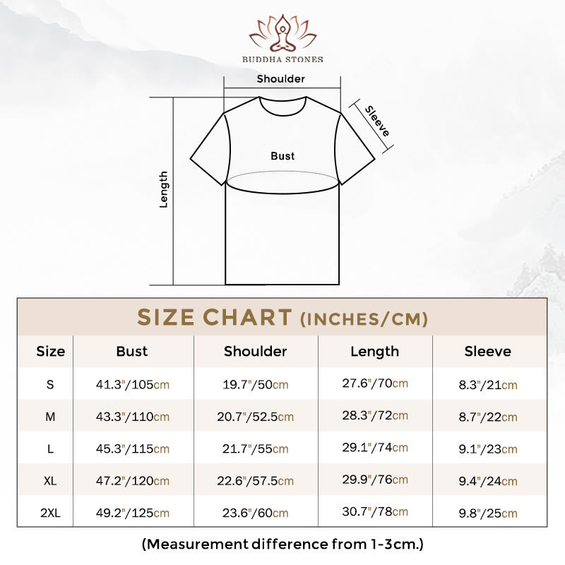 Buddha Stones、瞑想する仏陀の模様、コットンTシャツ - image 2