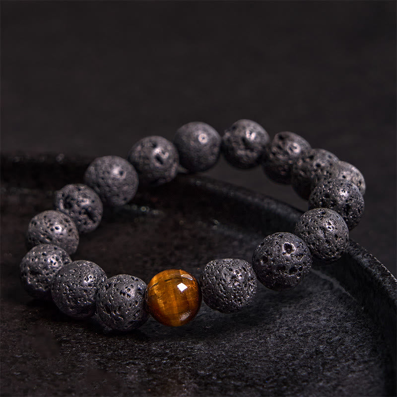 Buddha Stones溶岩石 タイガーアイ 石 平和ヒーリングブレスレット - image 3