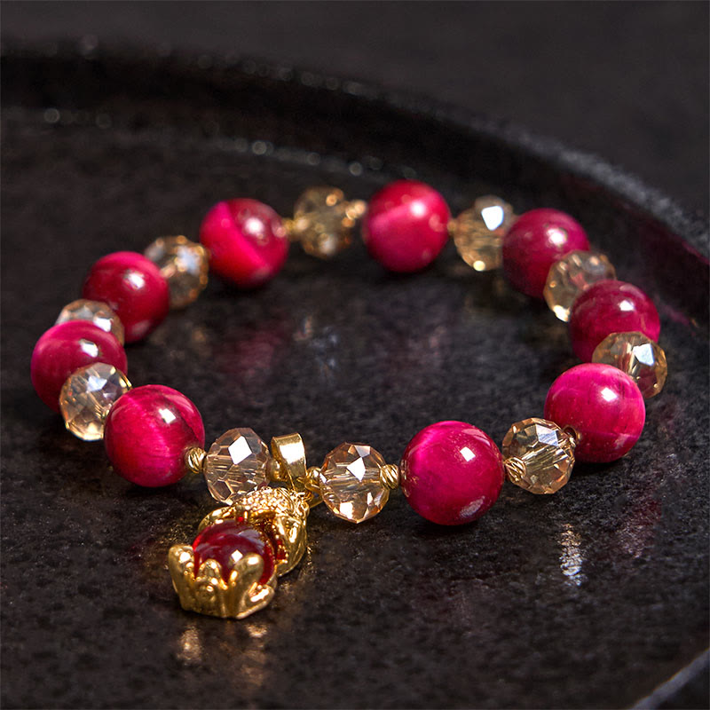 Buddha Stonesレッドタイガーアイ 貔貅 狐 守護 自信 ブレスレット - image 8
