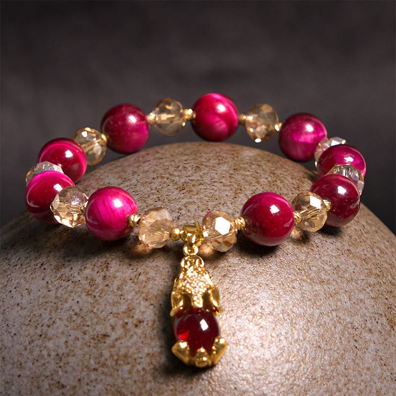Buddha Stonesレッドタイガーアイ 貔貅 狐 守護 自信 ブレスレット - image 7