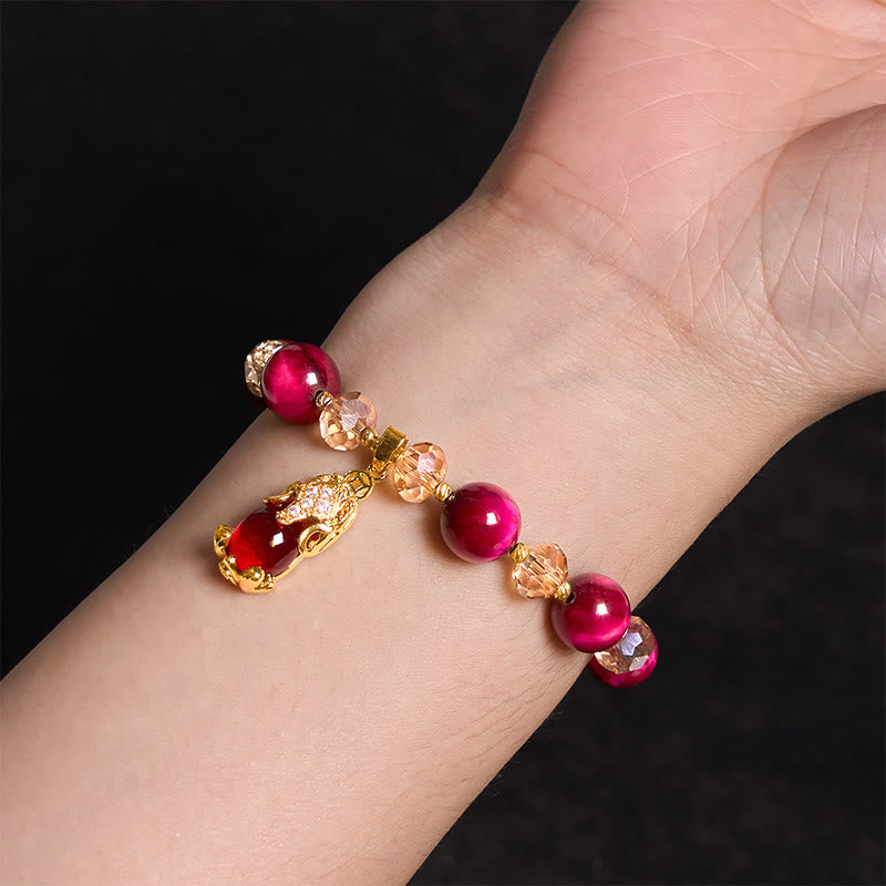 Buddha Stonesレッドタイガーアイ 貔貅 狐 守護 自信 ブレスレット - image 9