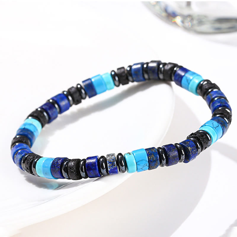 Buddha Stonesヘマタイト ターコイズ ラズライト 溶岩石 ブラックグリッターストーン サポートブレスレット