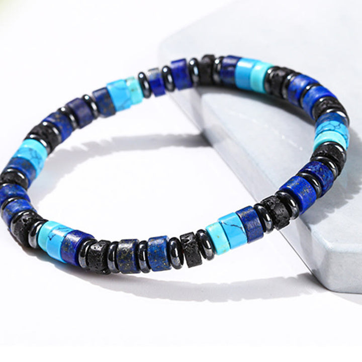 Buddha Stonesヘマタイト ターコイズ ラズライト 溶岩石 ブラックグリッターストーン サポートブレスレット