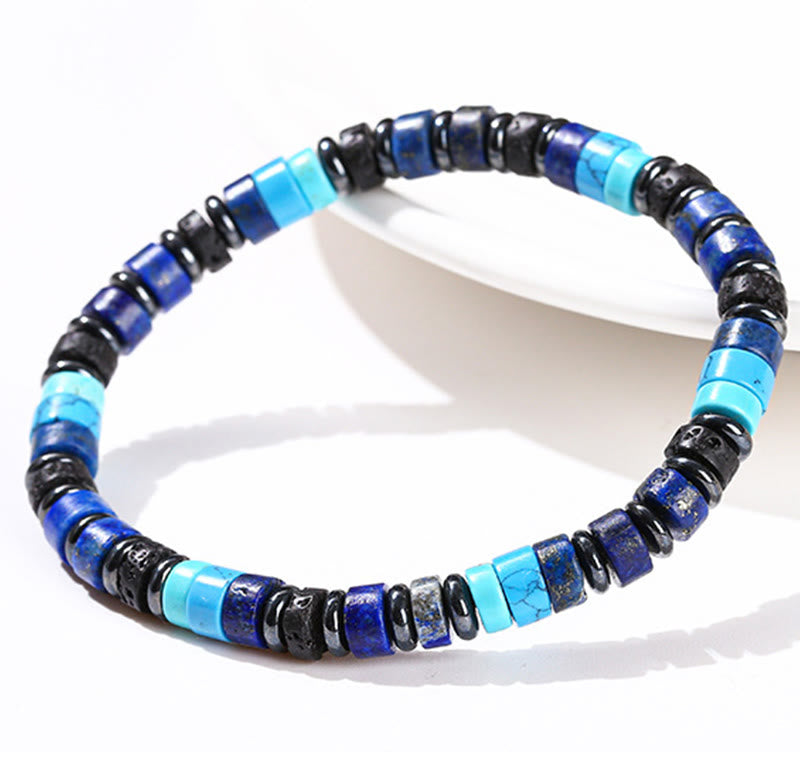 Buddha Stonesヘマタイト ターコイズ ラズライト 溶岩石 ブラックグリッターストーン サポートブレスレット
