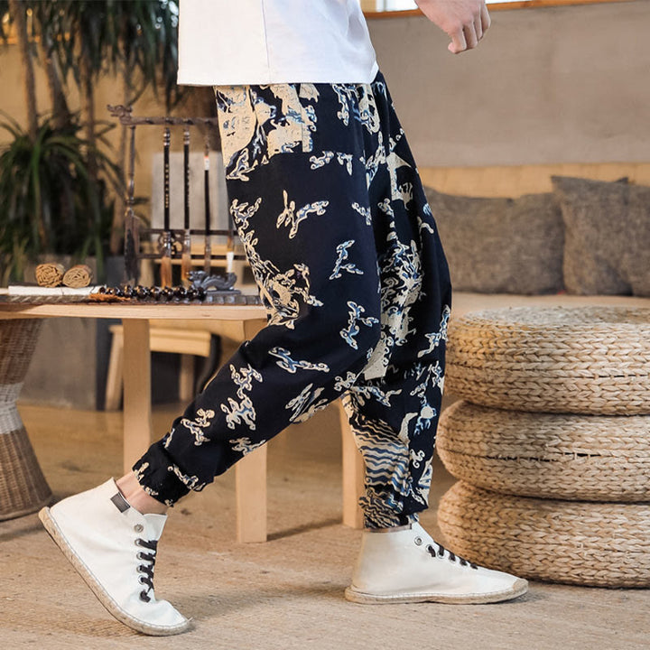 Buddha Stones中国龍柄 コットン メンズ ハーレムパンツ ポケット付き - image 7