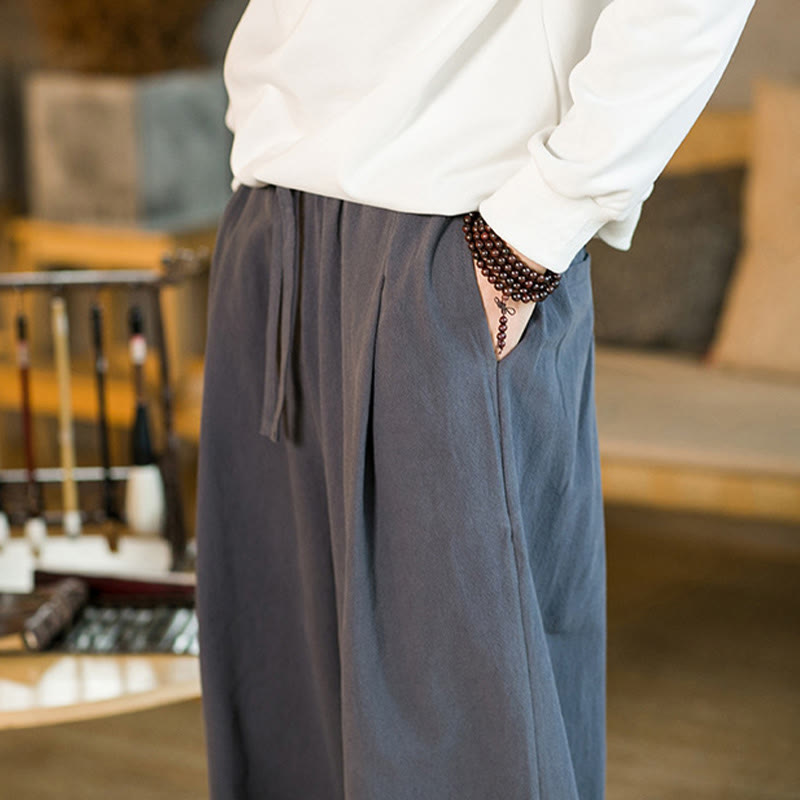 Buddha Stones無地 ドローストリング付き メンズ ハーレムパンツ ポケット付き - image 38