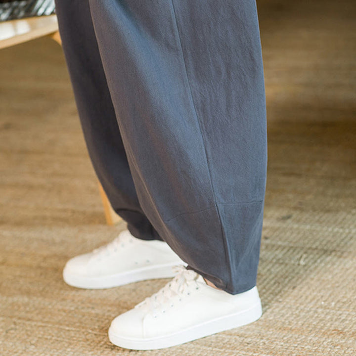 Buddha Stones無地 ドローストリング付き メンズ ハーレムパンツ ポケット付き - image 40
