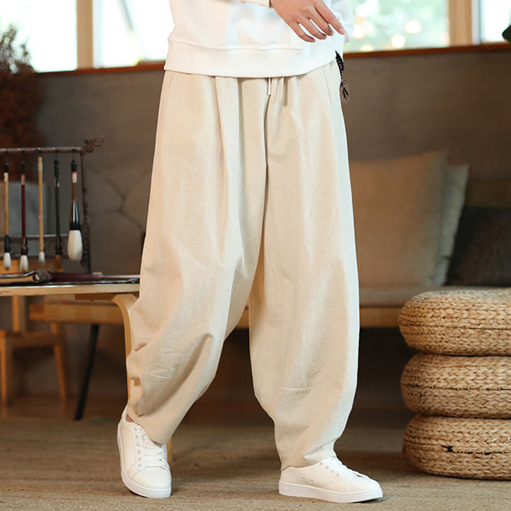 Buddha Stones無地 ドローストリング付き メンズ ハーレムパンツ ポケット付き - image 28
