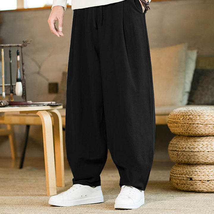 Buddha Stones無地 ドローストリング付き メンズ ハーレムパンツ ポケット付き - image 16