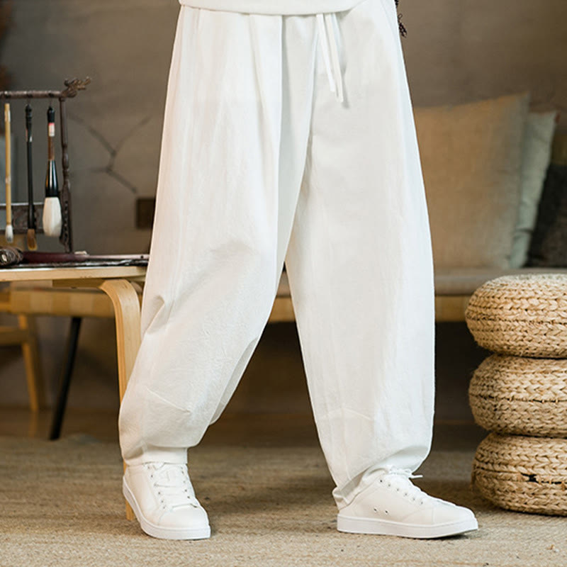Buddha Stones無地 ドローストリング付き メンズ ハーレムパンツ ポケット付き - image 19