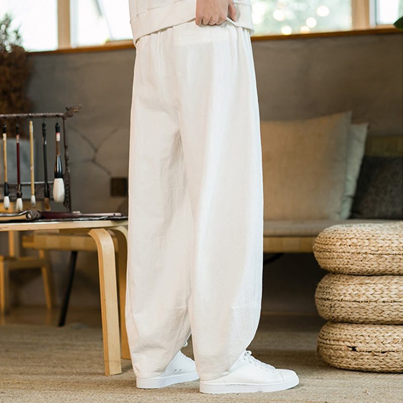 Buddha Stones無地 ドローストリング付き メンズ ハーレムパンツ ポケット付き - image 23