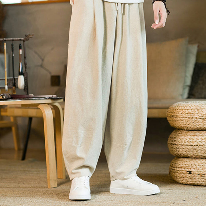 Buddha Stones無地 ドローストリング付き メンズ ハーレムパンツ ポケット付き - ベージュ - US/UK/AU46、 EU56 (5XL) - image 24