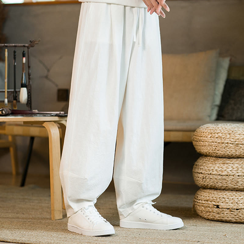 Buddha Stones無地 ドローストリング付き メンズ ハーレムパンツ ポケット付き - image 18