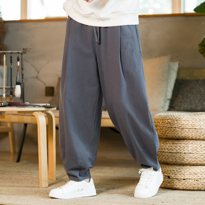 Buddha Stones無地 ドローストリング付き メンズ ハーレムパンツ ポケット付き - image 35