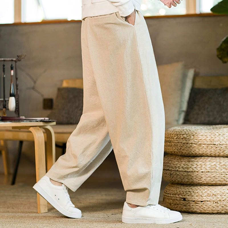 Buddha Stones無地コットンリネン ドローストリング メンズ ハーレムパンツ ポケット付き - image 29