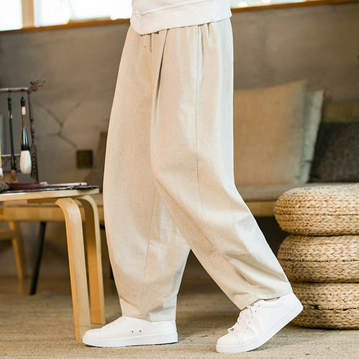 Buddha Stones無地 ドローストリング付き メンズ ハーレムパンツ ポケット付き - image 30