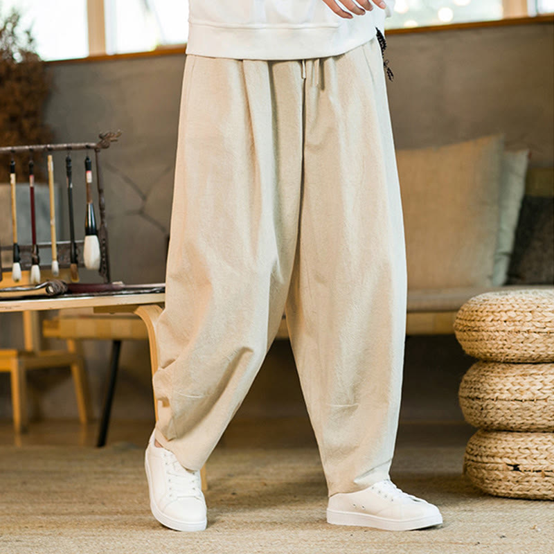 Buddha Stones無地 ドローストリング付き メンズ ハーレムパンツ ポケット付き - image 27