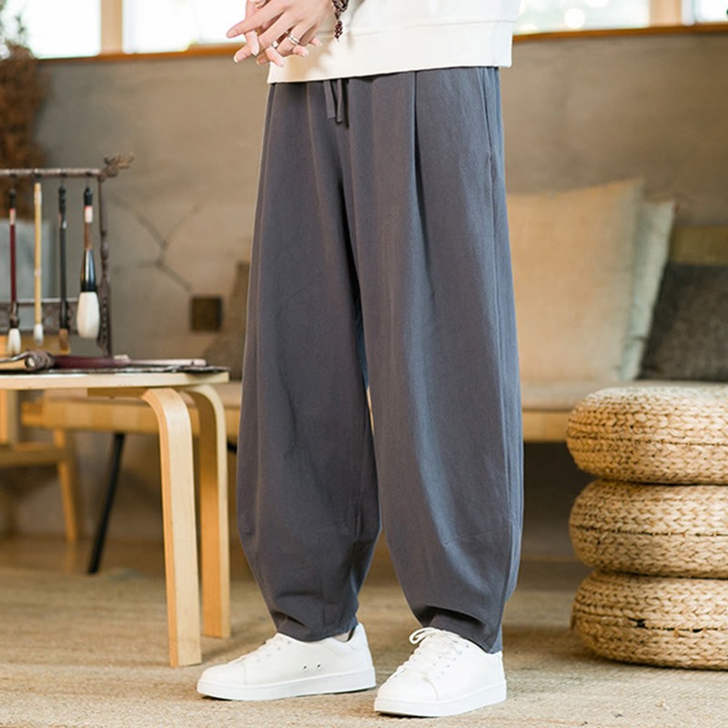 Buddha Stones無地 ドローストリング付き メンズ ハーレムパンツ ポケット付き - image 34