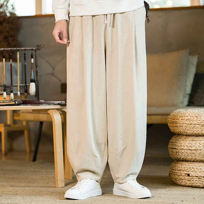 Buddha Stones無地 ドローストリング付き メンズ ハーレムパンツ ポケット付き - image 25