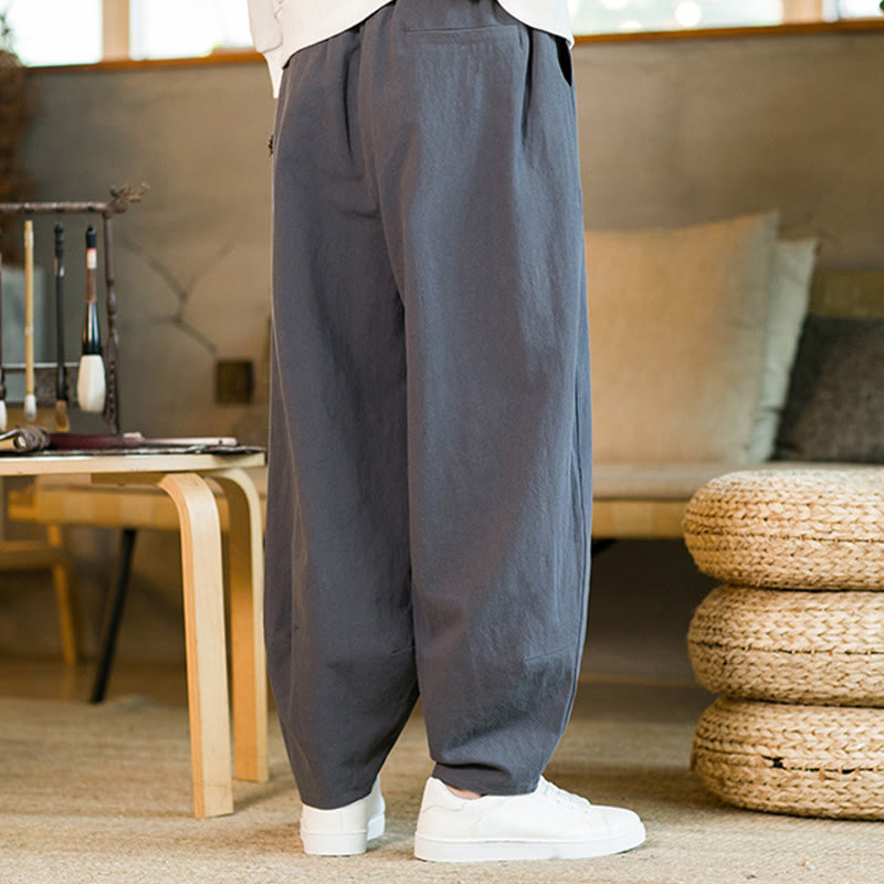 Buddha Stones無地 ドローストリング付き メンズ ハーレムパンツ ポケット付き - image 36