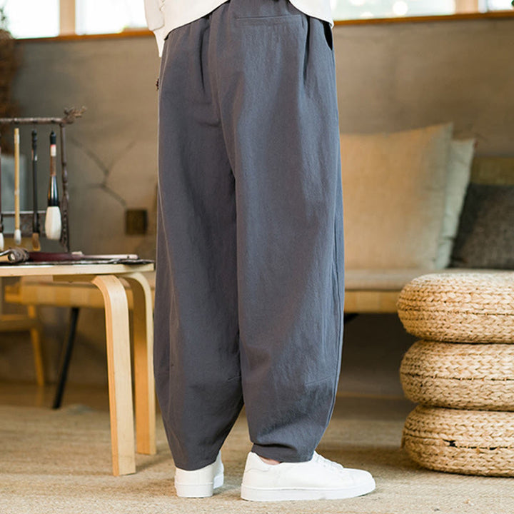 Buddha Stones無地 ドローストリング付き メンズ ハーレムパンツ ポケット付き - image 36