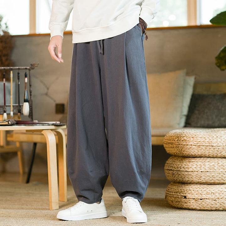 Buddha Stones無地 ドローストリング付き メンズ ハーレムパンツ ポケット付き - image 33