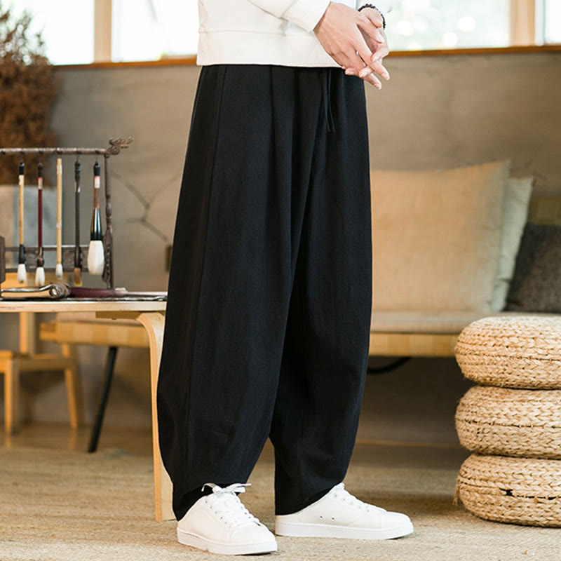 Buddha Stones無地 ドローストリング付き メンズ ハーレムパンツ ポケット付き - image 12
