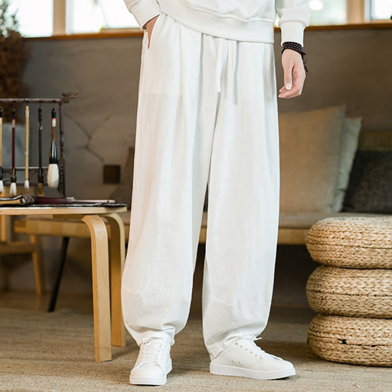Buddha Stones無地 ドローストリング付き メンズ ハーレムパンツ ポケット付き - 白 - US/UK/AU46、 EU56 (5XL) - image 17