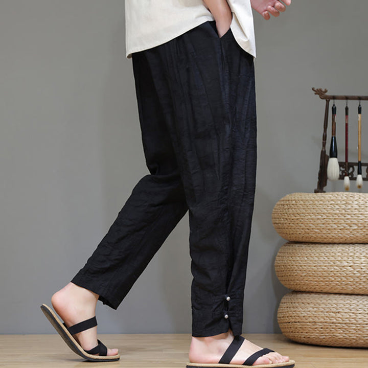 Buddha Stones竹 アンクル フロッグボタン ドローストリング メンズ パンツ ポケット付き - image 16