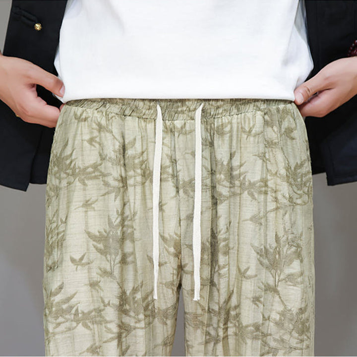 Buddha Stones竹 アンクル フロッグボタン ドローストリング メンズ パンツ ポケット付き - image 8