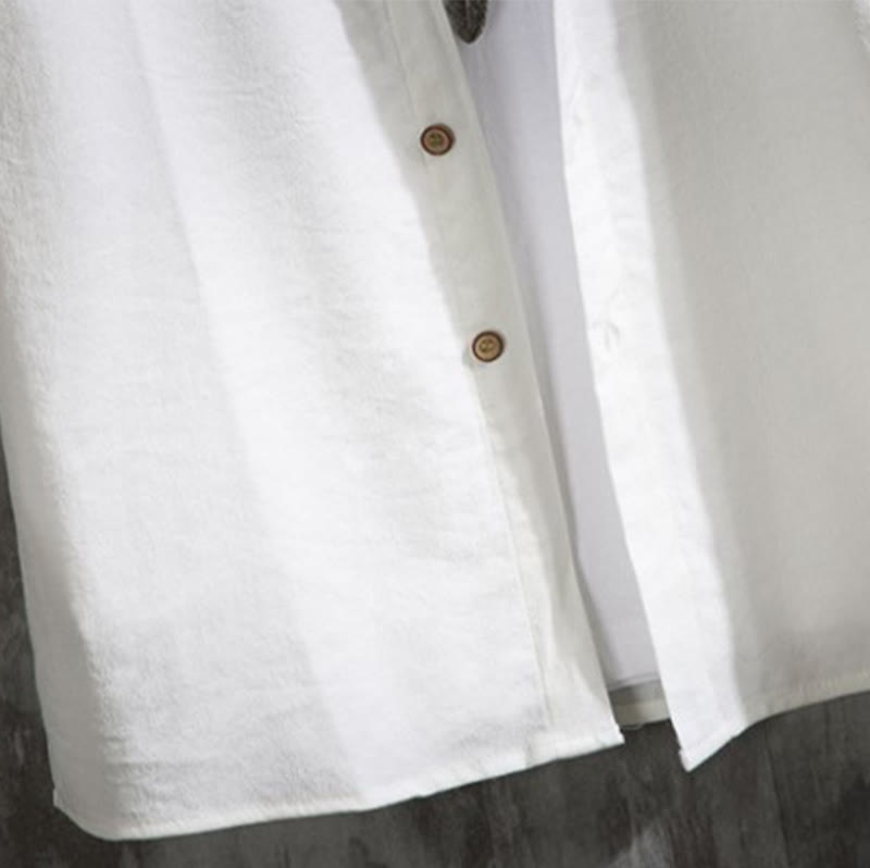 Buddha Stonesカジュアル 無地 フロントボタン 七分袖 メンズシャツ - image 4