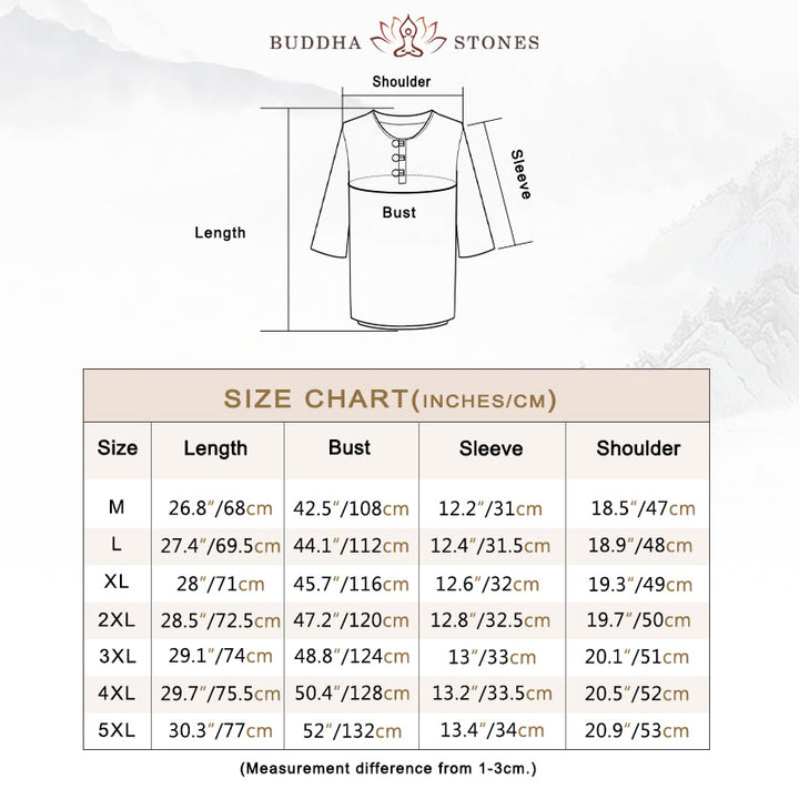 Buddha Stonesカエルボタン 無地 中国唐装 半袖シャツ リネン メンズ 服 - image 5