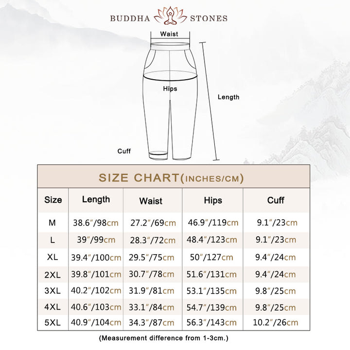 Buddha Stones赤トンボ タンポポ プリント コットン メンズ ハーレムパンツ ポケット付き - image 5