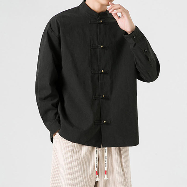 Buddha Stones無地 カエルボタン 唐装 コットン メンズ ジャケット シャツ  - image 7