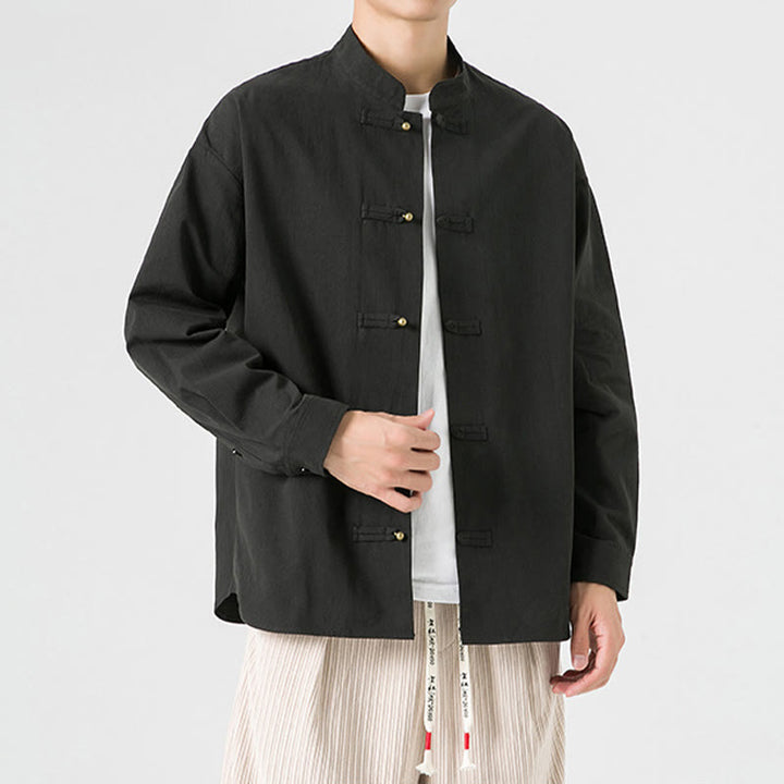 Buddha Stones無地 カエルボタン 唐装 コットン メンズ ジャケット シャツ  - image 2