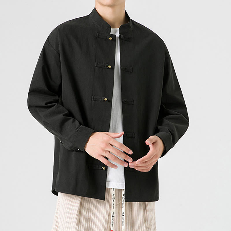 Buddha Stones無地 カエルボタン 唐装 コットン メンズ ジャケット シャツ  - image 5