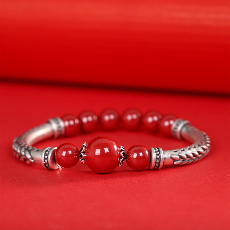Buddha Stones999スターリングシルバー 辰砂 麦の穂 祝福ブレスレット バングル - image 5