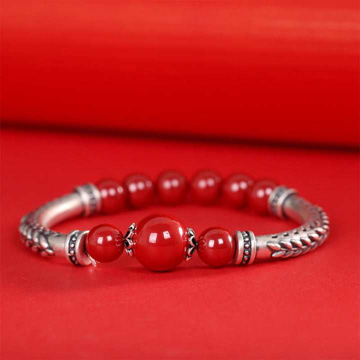 Buddha Stones999スターリングシルバー 辰砂 麦の穂 祝福ブレスレット バングル - image 5