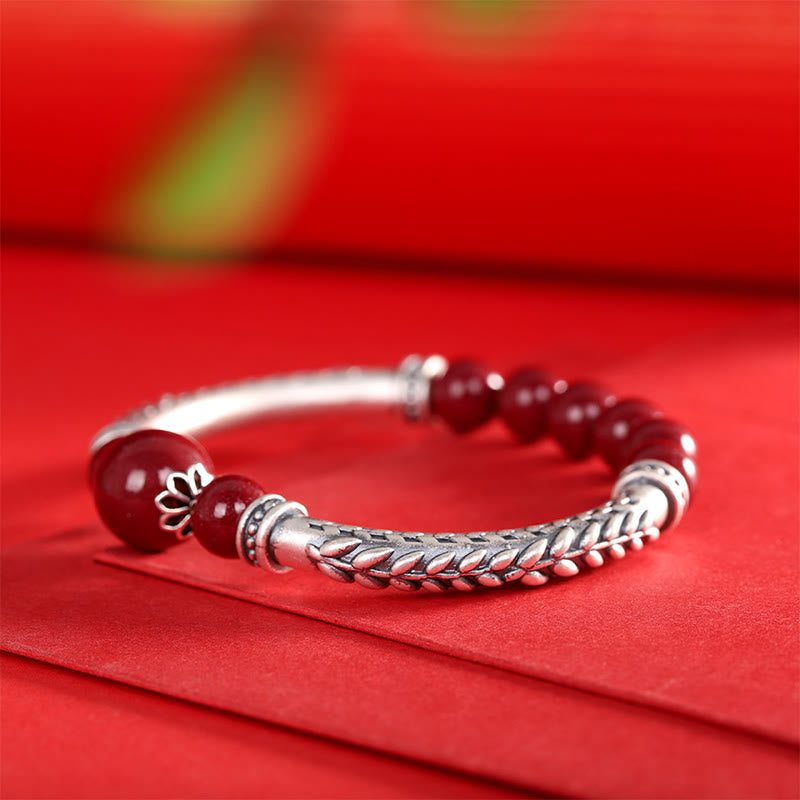 Buddha Stones999スターリングシルバー 辰砂 麦の穂 祝福ブレスレット バングル - image 10