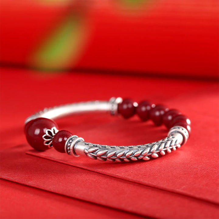 Buddha Stones999スターリングシルバー 辰砂 麦の穂 祝福ブレスレット バングル - image 10