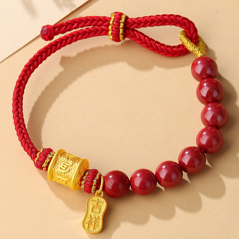 Buddha Stones999スターリングシルバー 6つの真実の言葉オーム・マニ・パドメ・フム辰砂 祝福の紐ブレスレット - image 11