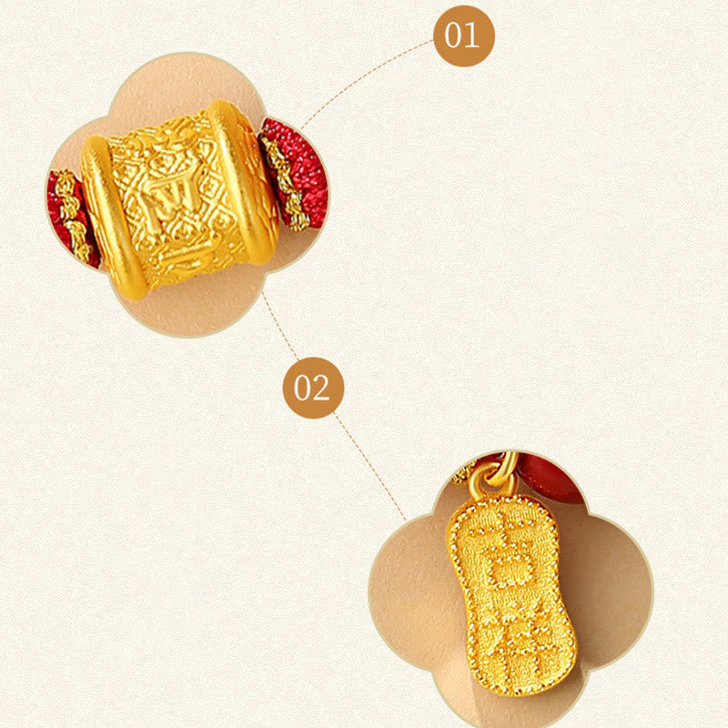 Buddha Stones999スターリングシルバー 6つの真実の言葉オーム・マニ・パドメ・フム辰砂 祝福の紐ブレスレット - image 12