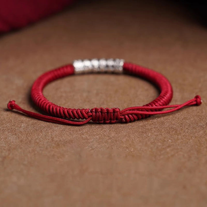 Buddha Stonesハンドメイド999スターリングシルバー平和と幸運繁栄オーム・マニ・パドメ・フム幸運ロープブレスレット - image 9