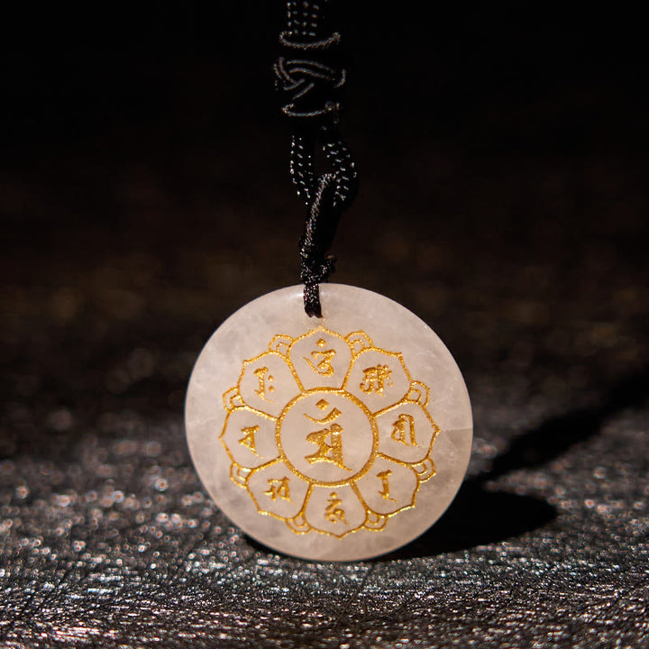 Buddha Stonesオーム・マニ・パドメ・フム天然水晶各種 黒曜石 強さのネックレスペンダント - image 8