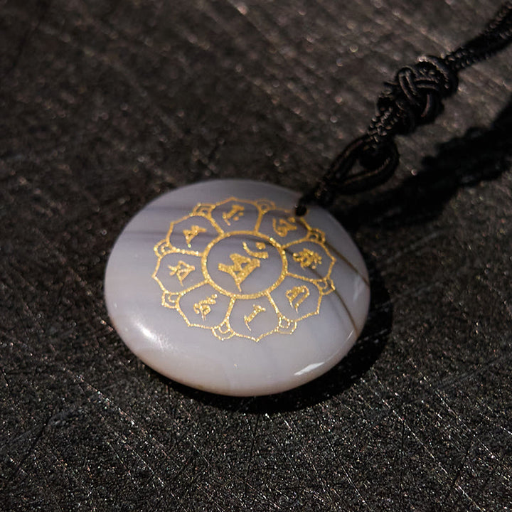 Buddha Stonesオーム・マニ・パドメ・フム天然水晶各種 黒曜石 強さのネックレスペンダント - image 31