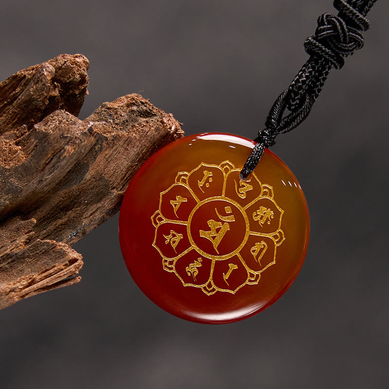 Buddha Stonesオーム・マニ・パドメ・フム天然水晶各種 黒曜石 強さのネックレスペンダント - image 24