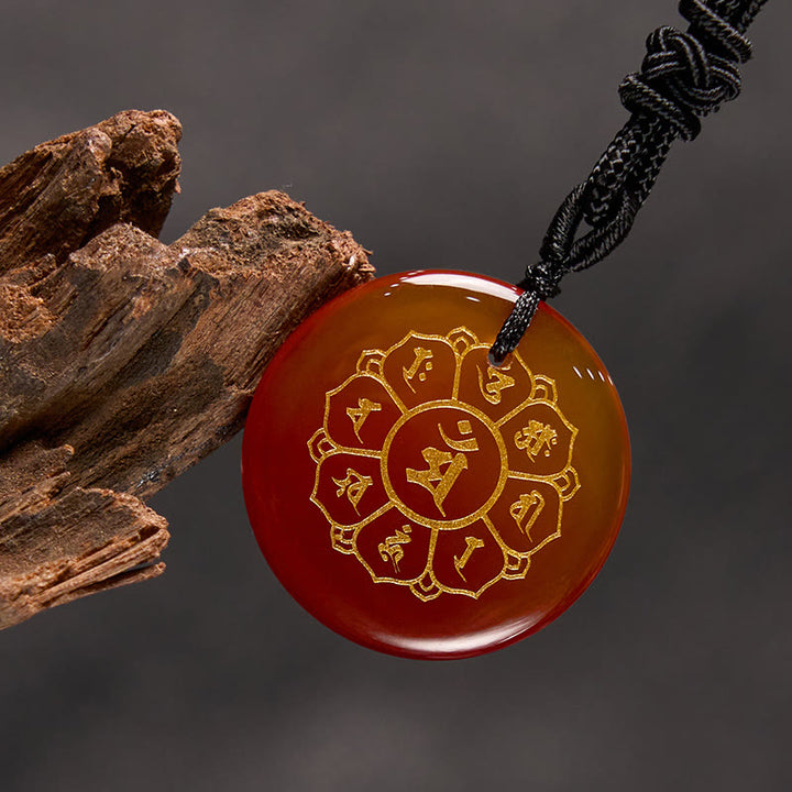 Buddha Stonesオーム・マニ・パドメ・フム天然水晶各種 黒曜石 強さのネックレスペンダント - image 24