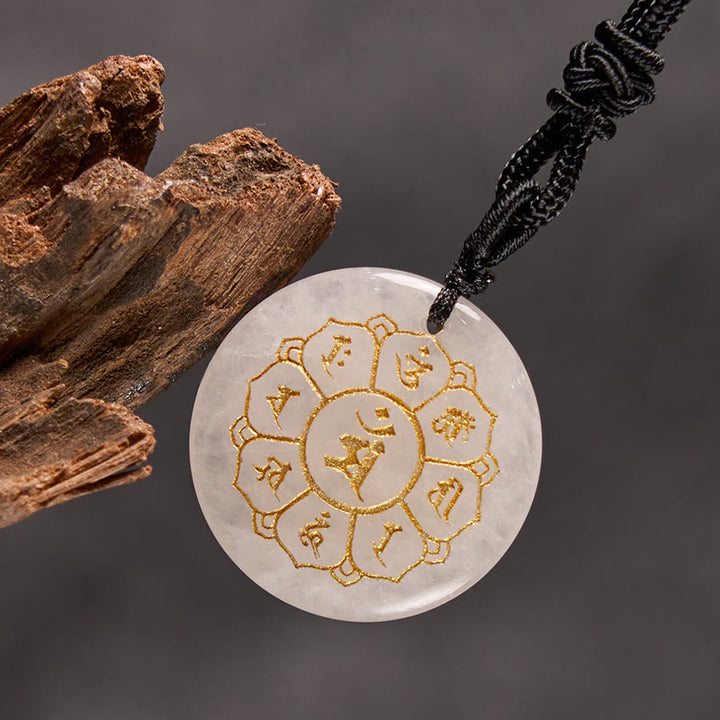 Buddha Stonesオーム・マニ・パドメ・フム天然水晶各種 黒曜石 強さのネックレスペンダント - image 7